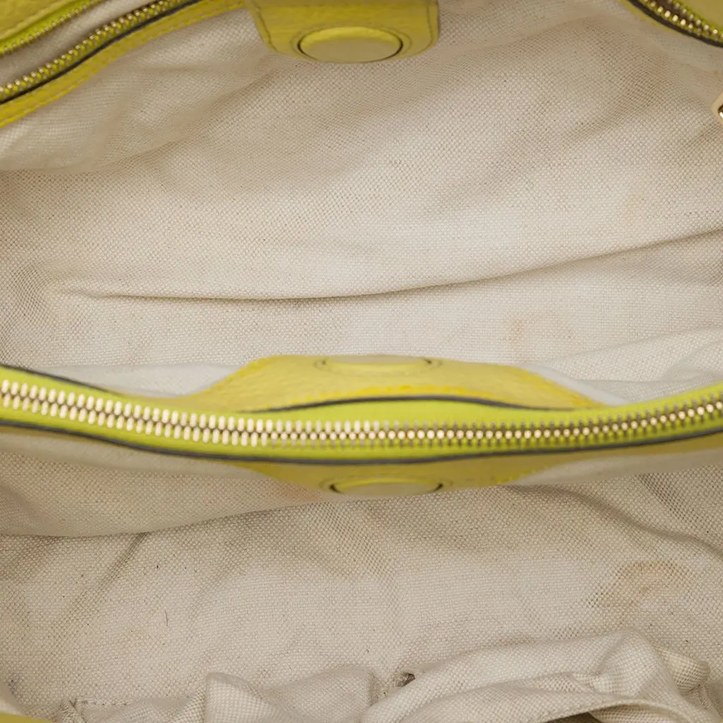 Gucci Medium Calfskin Bamboo Shopper Satchel Yellow Leather Very good - Model View