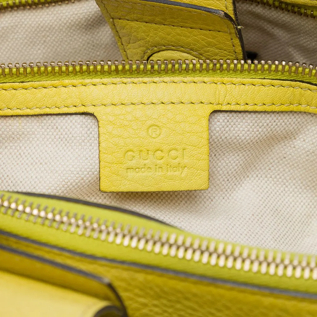 Gucci Medium Calfskin Bamboo Shopper Satchel Yellow Leather Very good - Box View