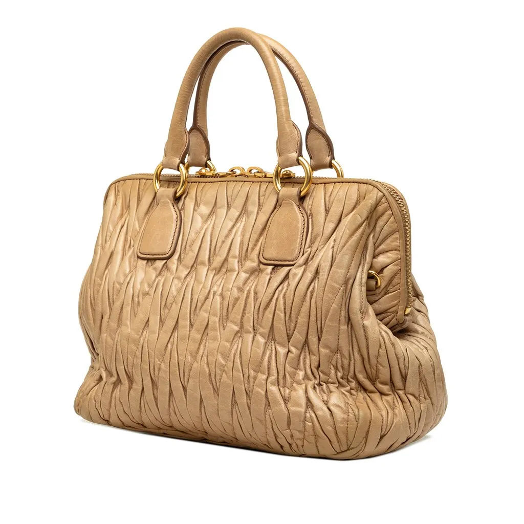 Miu Miu Matelasse Nappa Satchel Beige Leather Very good - Back View