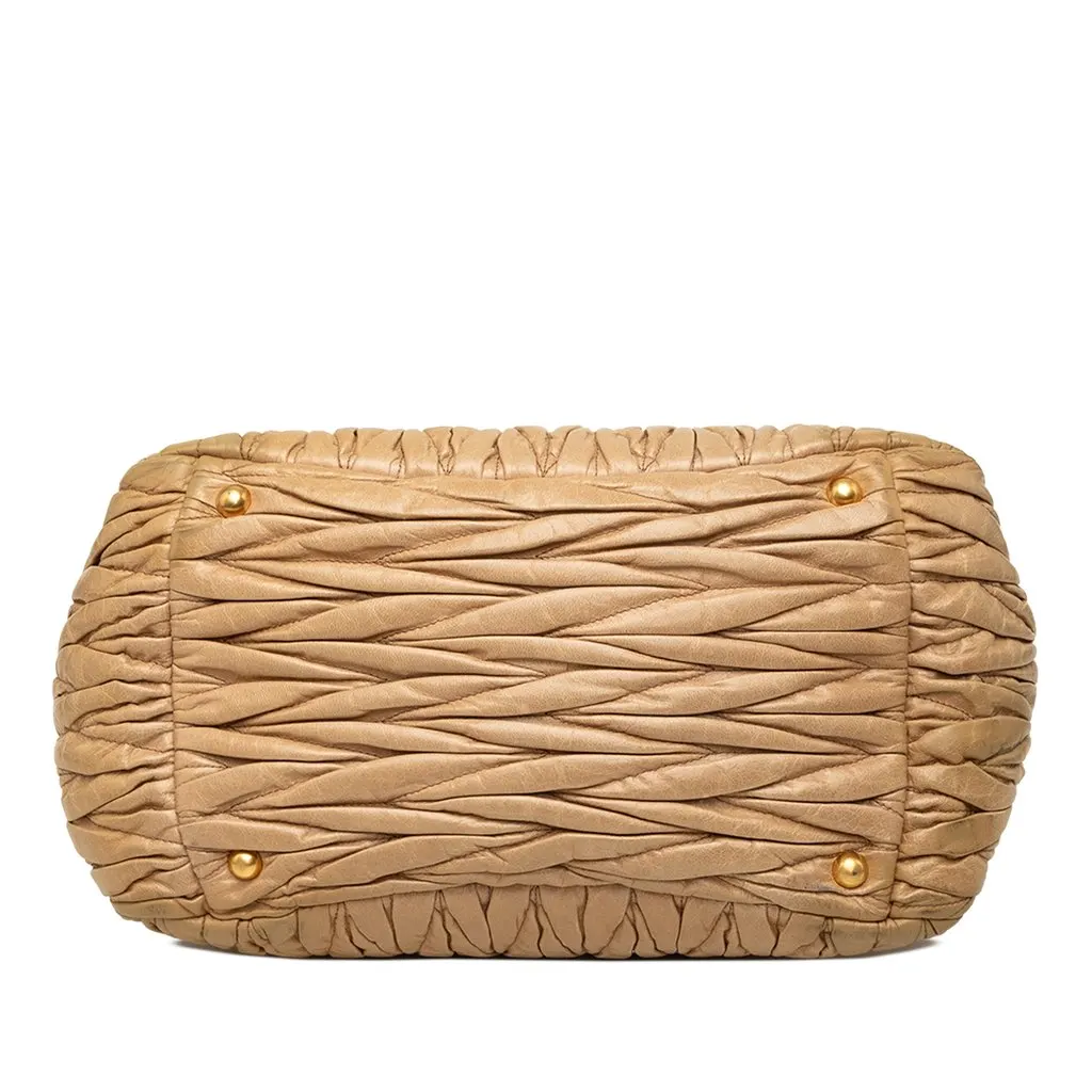 Miu Miu Matelasse Nappa Satchel Beige Leather Very good - Inside View