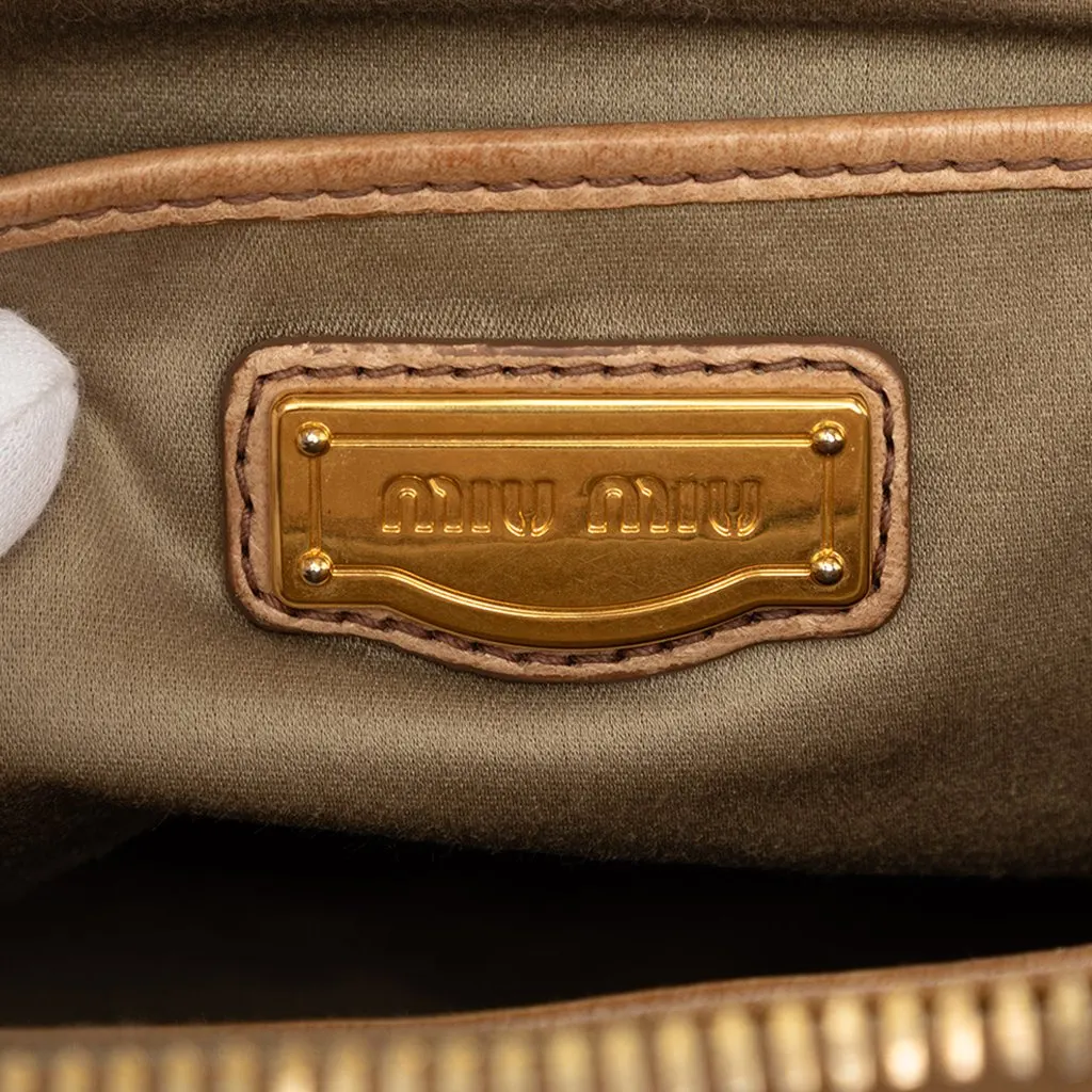 Miu Miu Matelasse Nappa Satchel Beige Leather Very good - Box View