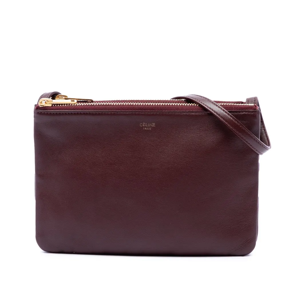 Celine Small Lambskin Trio Crossbody Red Leather Very good - Front View