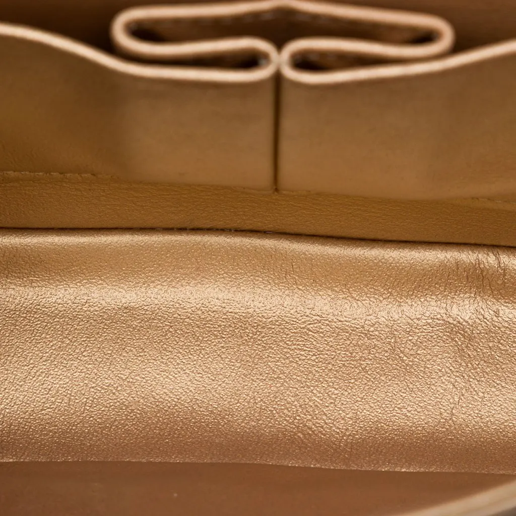 Chanel Medium Classic Chevron Calfskin Pleated Double Flap Brown Leather Good - Model View