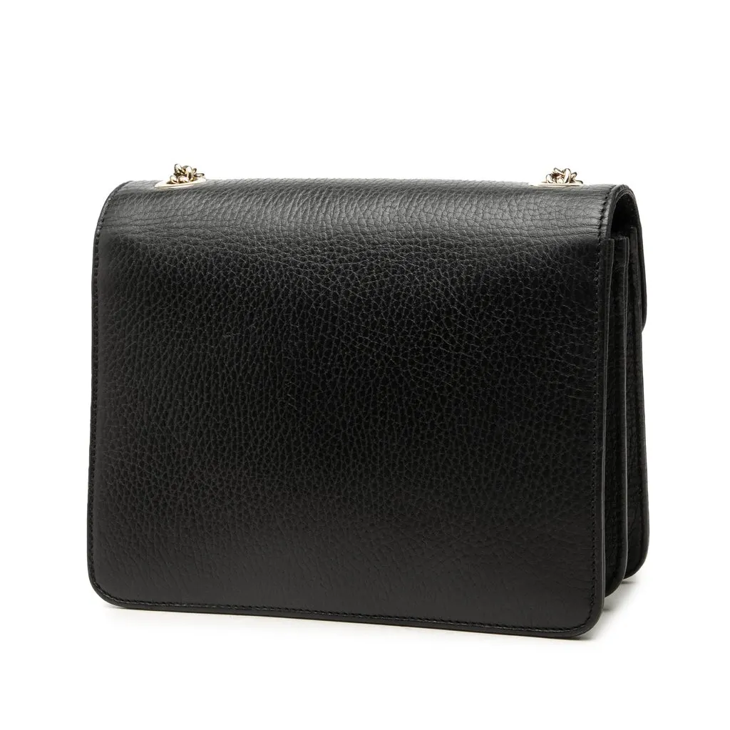 Gucci Small Dollar Calfskin Interlocking G Crossbody Black Leather Very good - Back View