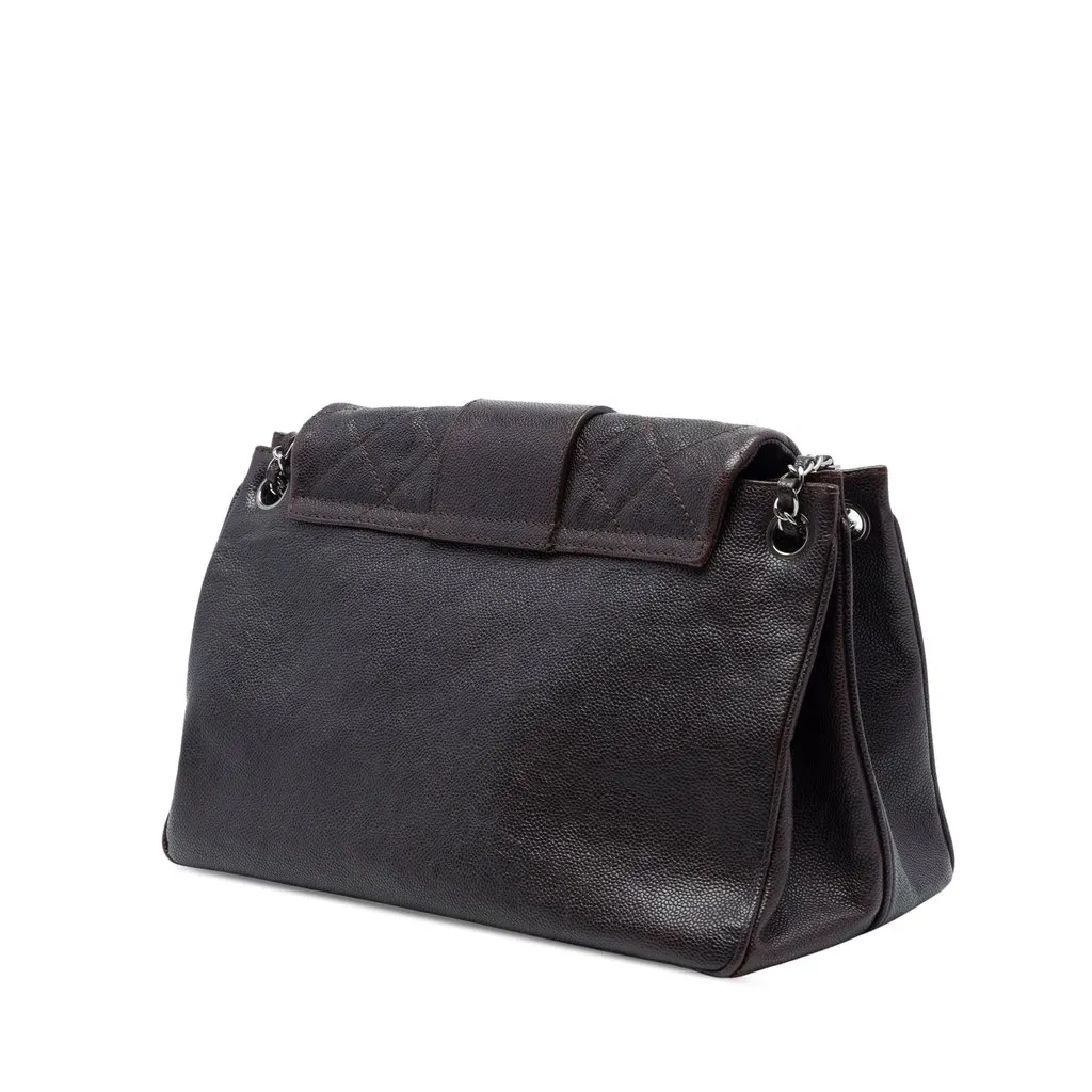 Chanel Quilted Caviar Reissue 2.55 Pocket Mademoiselle Accordion Flap Brown Leather Very good - Back View