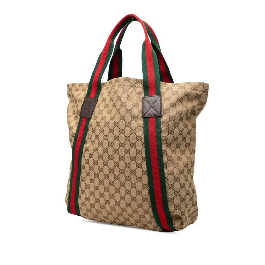 Gucci GG Canvas Web Tote Beige Very good - Back View