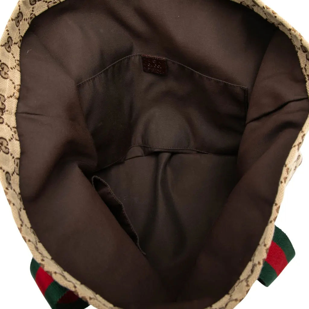 Gucci GG Canvas Web Tote Beige Very good - Model View