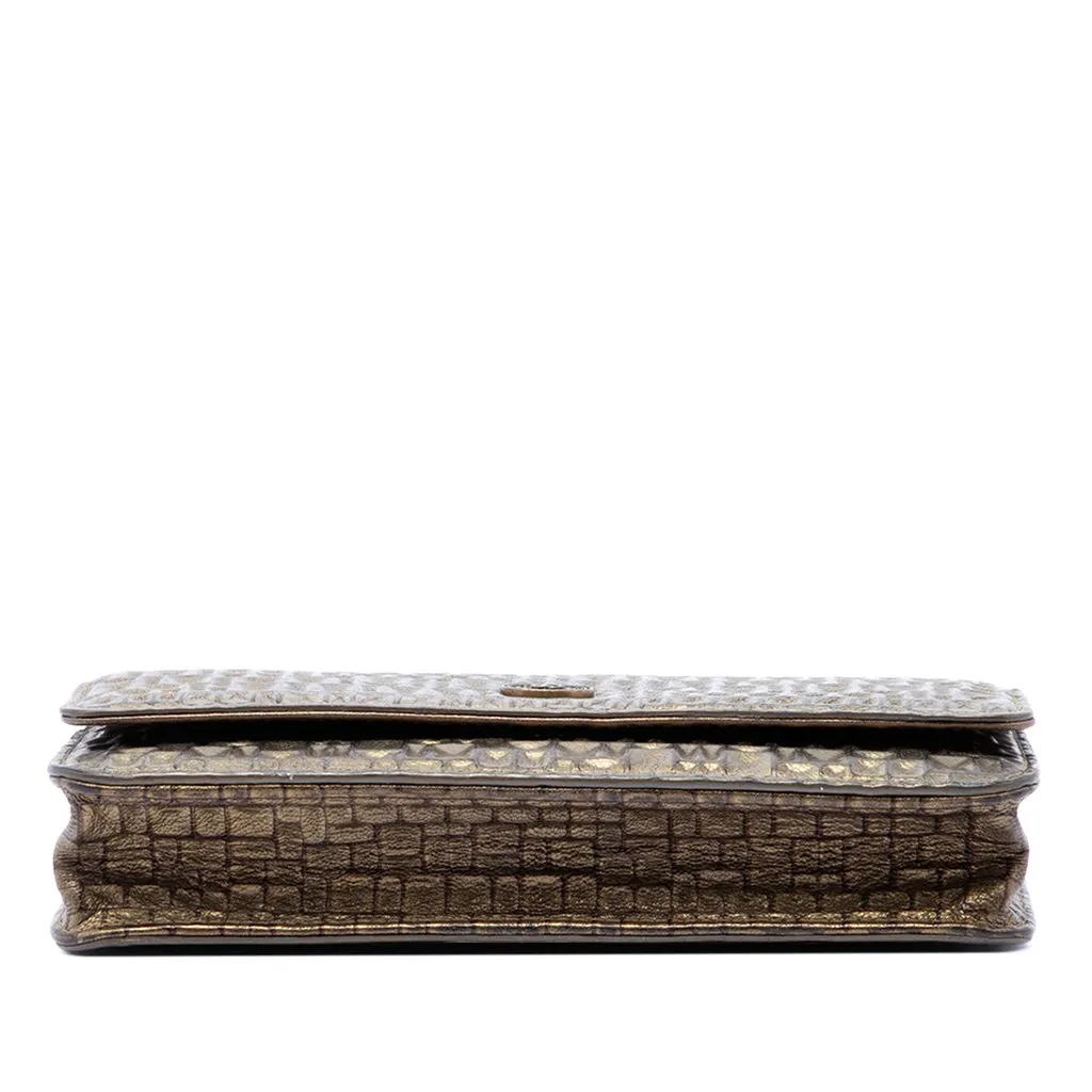 Chanel CC Embossed Metallic Lambskin Wallet on Chain Gold Leather Good - Inside View
