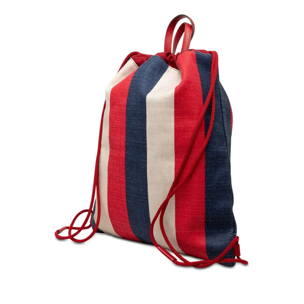 Gucci Canvas Sylvie Baiadera Web Drawstring Backpack Red Very good - Back View