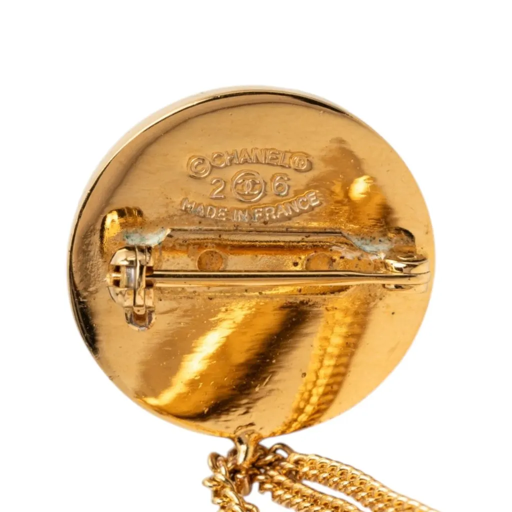 Chanel CC Gold Plated Quilted Flap Bag Medallion Brooch Gold Metal Very good - Inside View