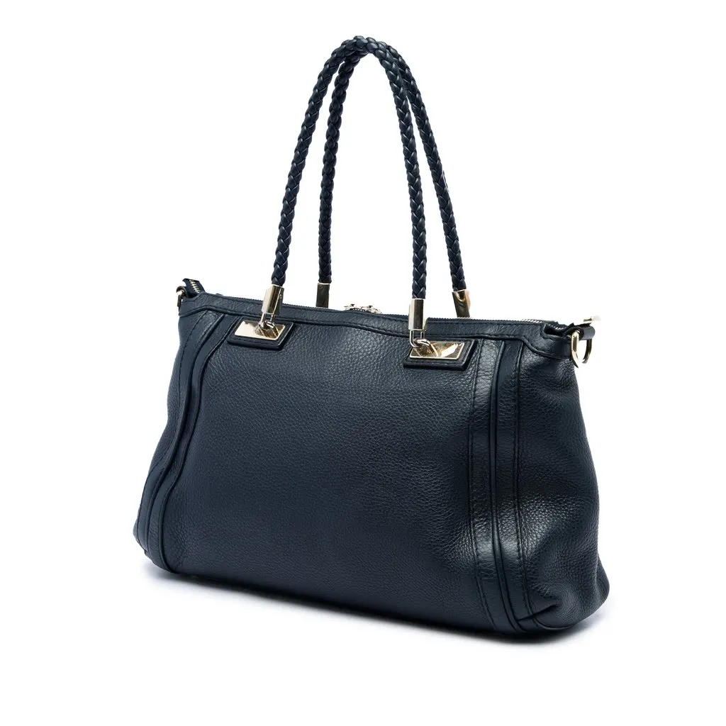 Gucci Pebbled Calfskin Bella Satchel Black Leather Very good - Back View