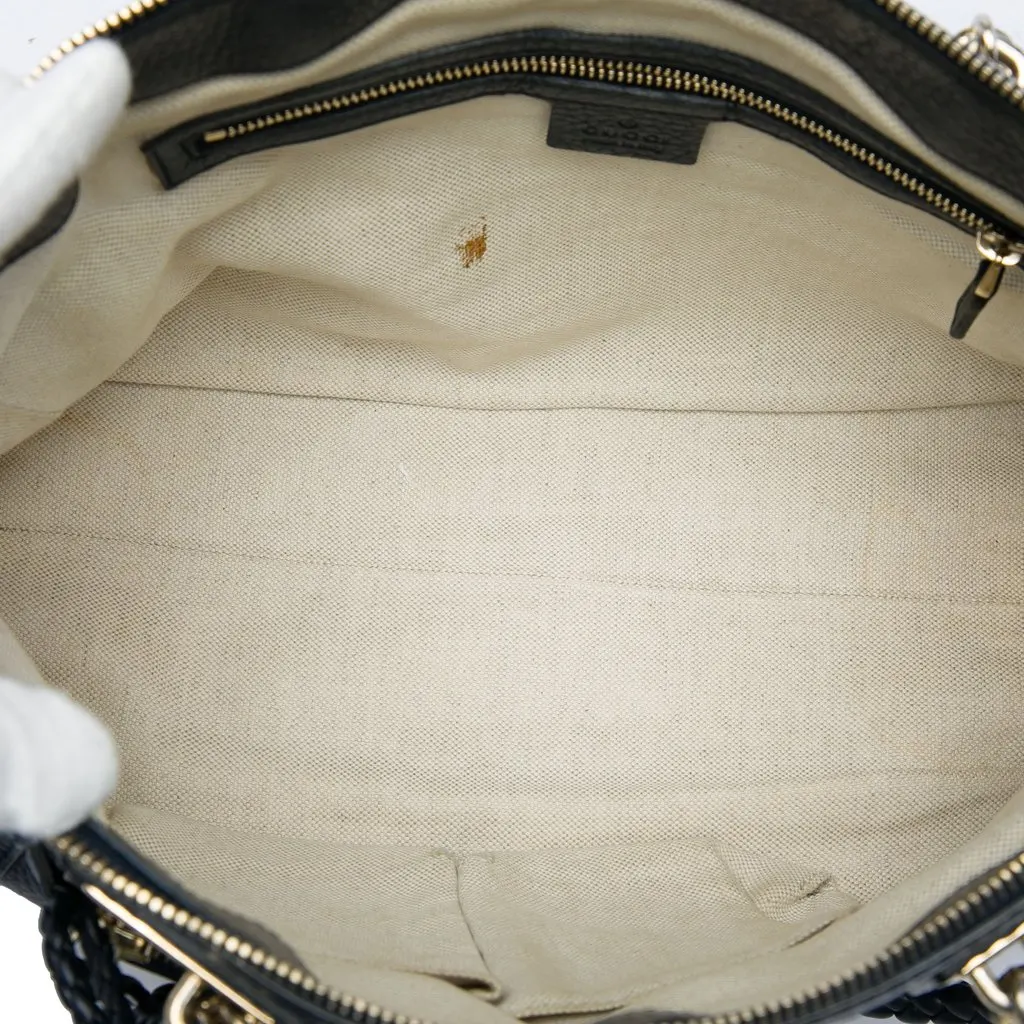 Gucci Pebbled Calfskin Bella Satchel Black Leather Very good - Model View
