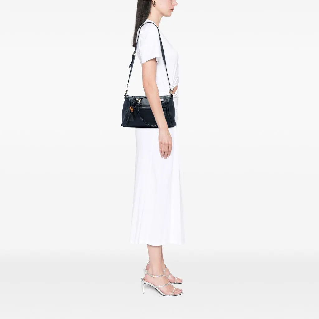 Gucci Pebbled Calfskin Bella Satchel Black Leather Very good - Box View