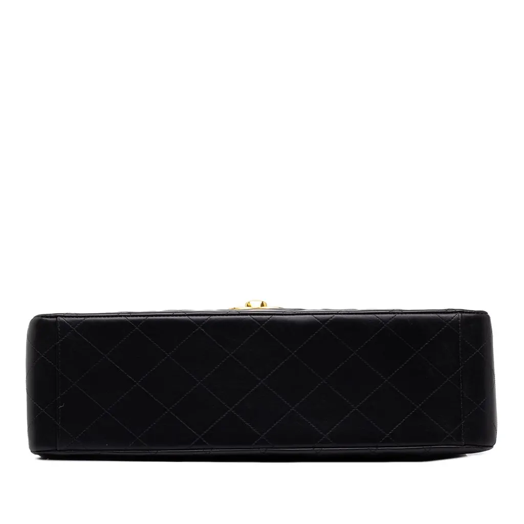 Chanel Maxi XL Classic Lambskin Single Flap Black Leather Good - Inside View