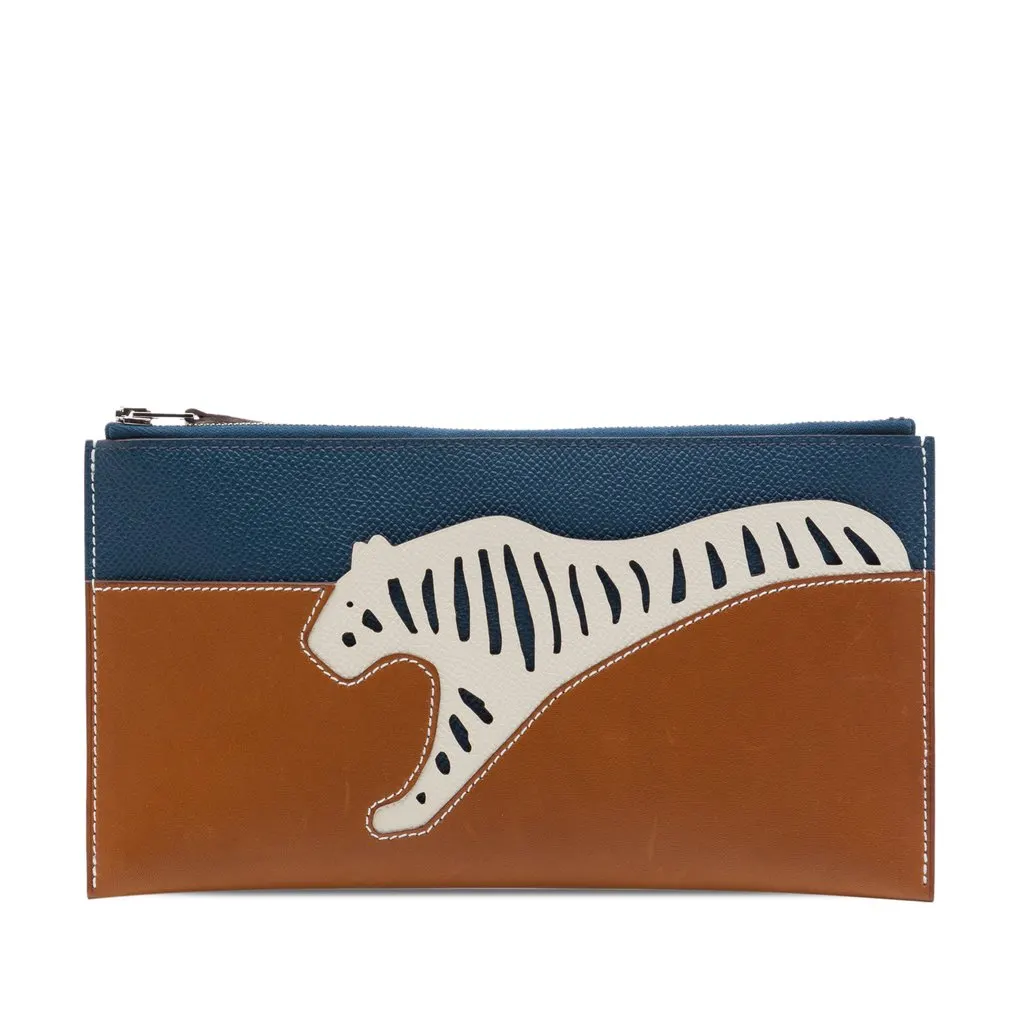 Hermès Barenia and Epsom Rooroo Pouch Brown Leather Very good - Front View