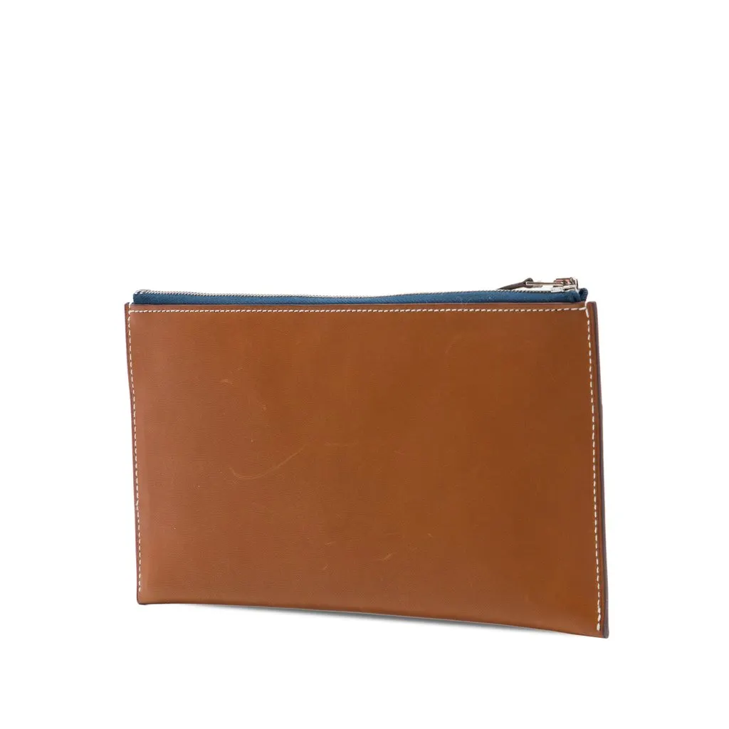 Hermès Barenia and Epsom Rooroo Pouch Brown Leather Very good - Back View