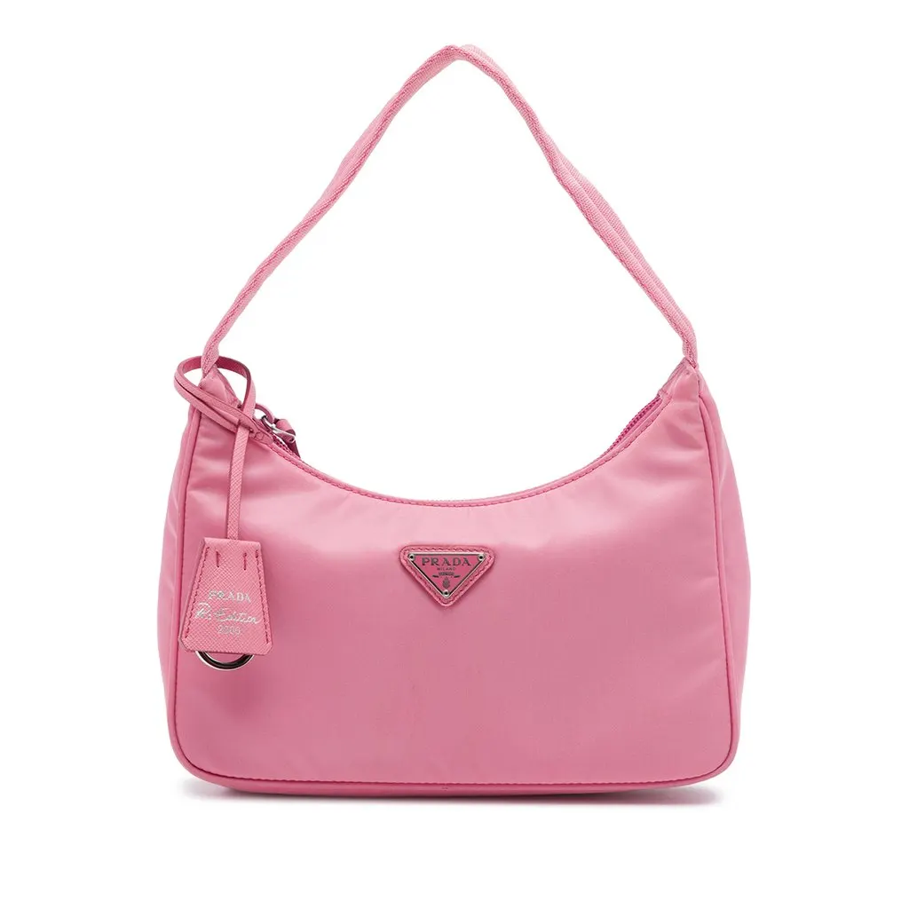 Prada Mini Tessuto Re Edition 2000 Shoulder Bag Pink Polyamide Very good - Front View