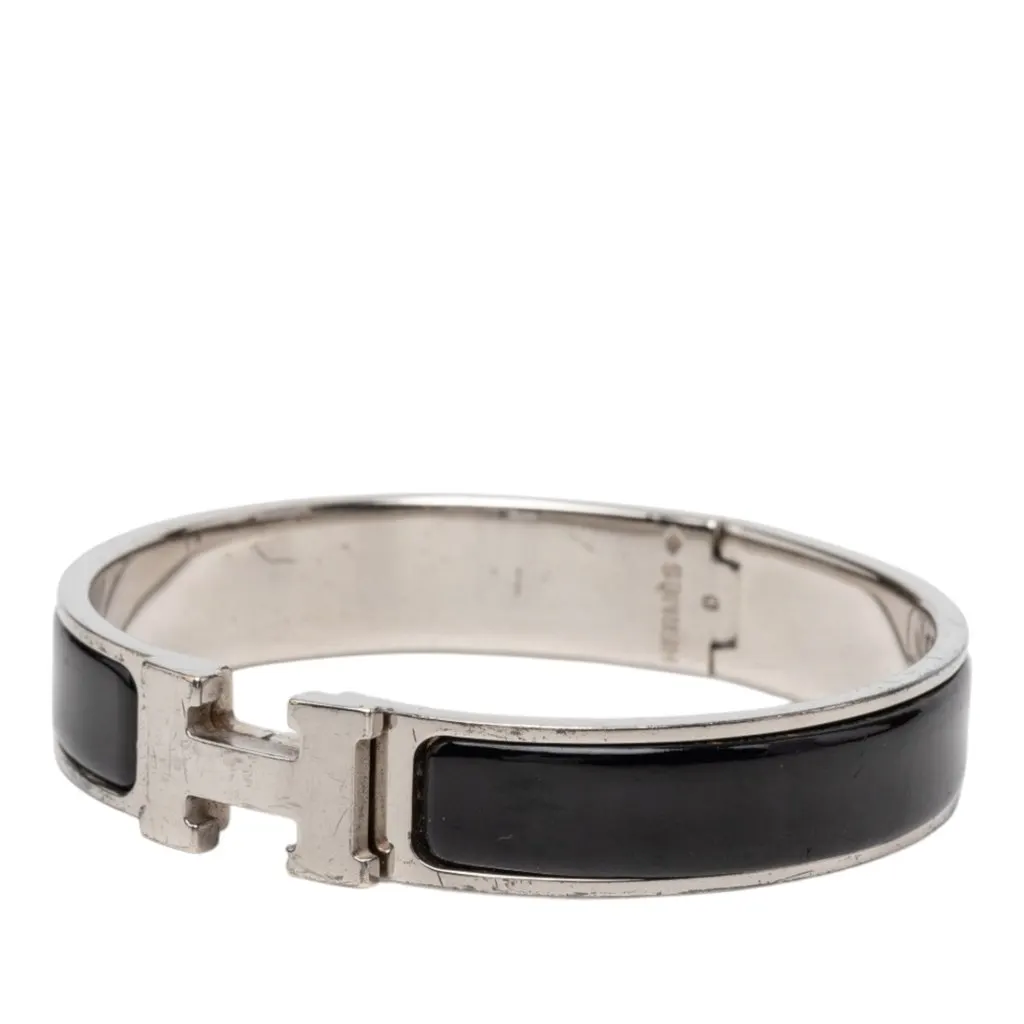 Hermès Narrow Enamel Clic H Bracelet PM Black Very good - Back View