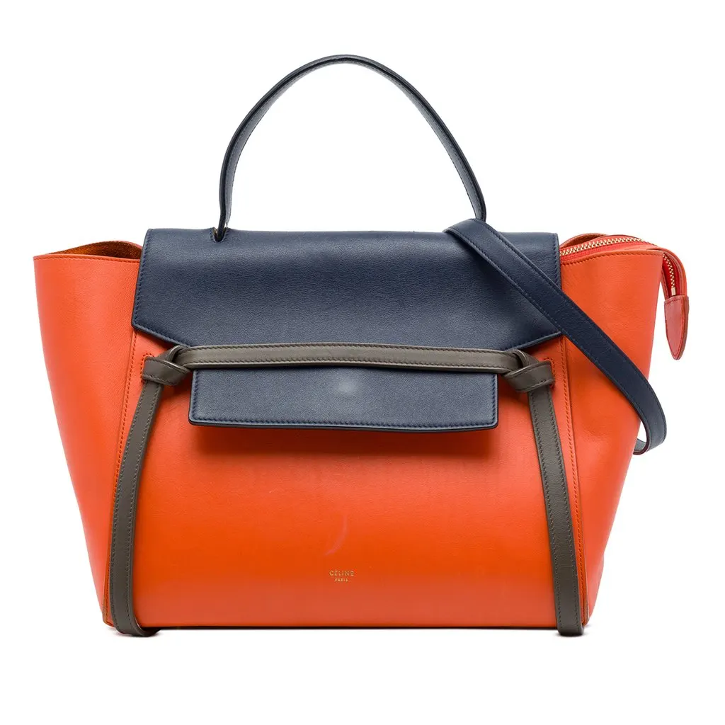 Celine Mini Tricolor Leather Belt Bag Orange Leather Good - Front View
