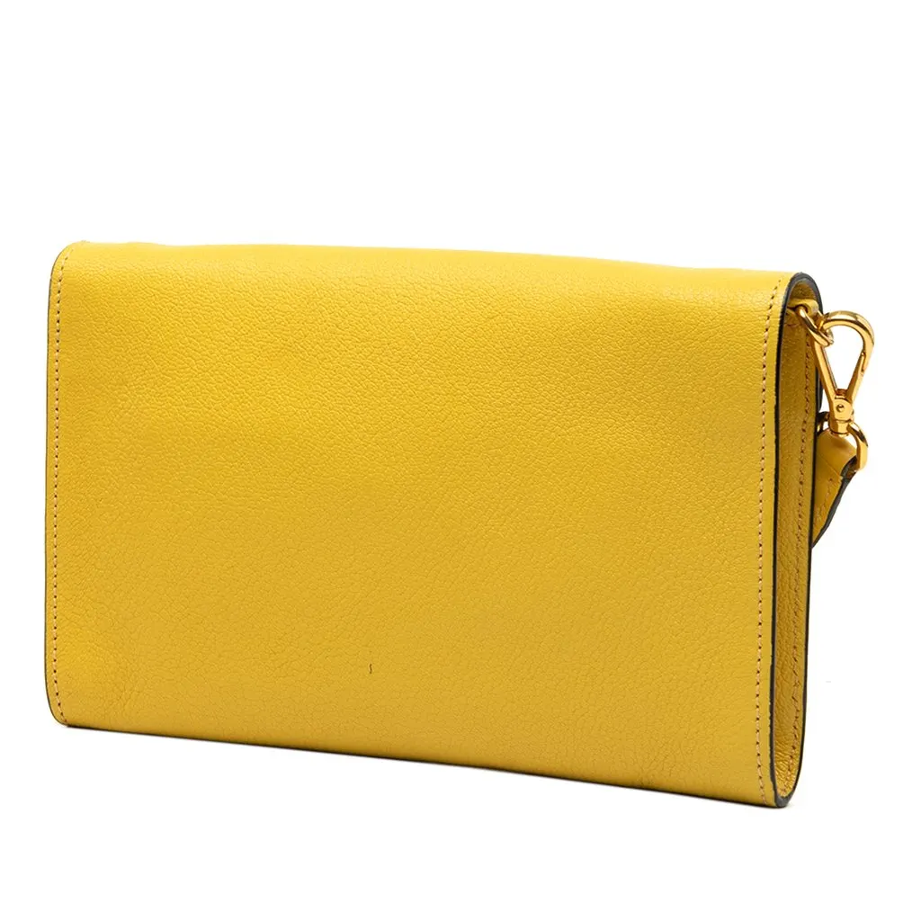 Miu Miu Goatskin Madras Envelope Crossbody Yellow Leather Very good - Back View