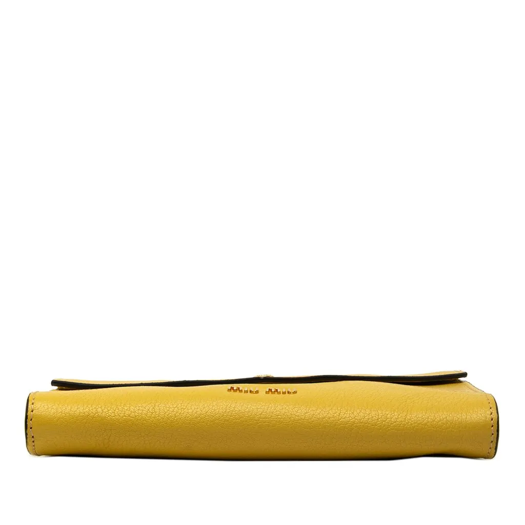 Miu Miu Goatskin Madras Envelope Crossbody Yellow Leather Very good - Inside View