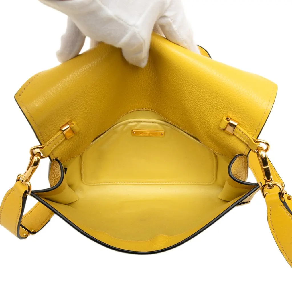 Miu Miu Goatskin Madras Envelope Crossbody Yellow Leather Very good - Model View