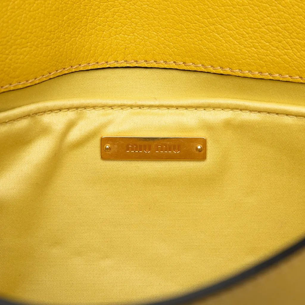 Miu Miu Goatskin Madras Envelope Crossbody Yellow Leather Very good - Box View