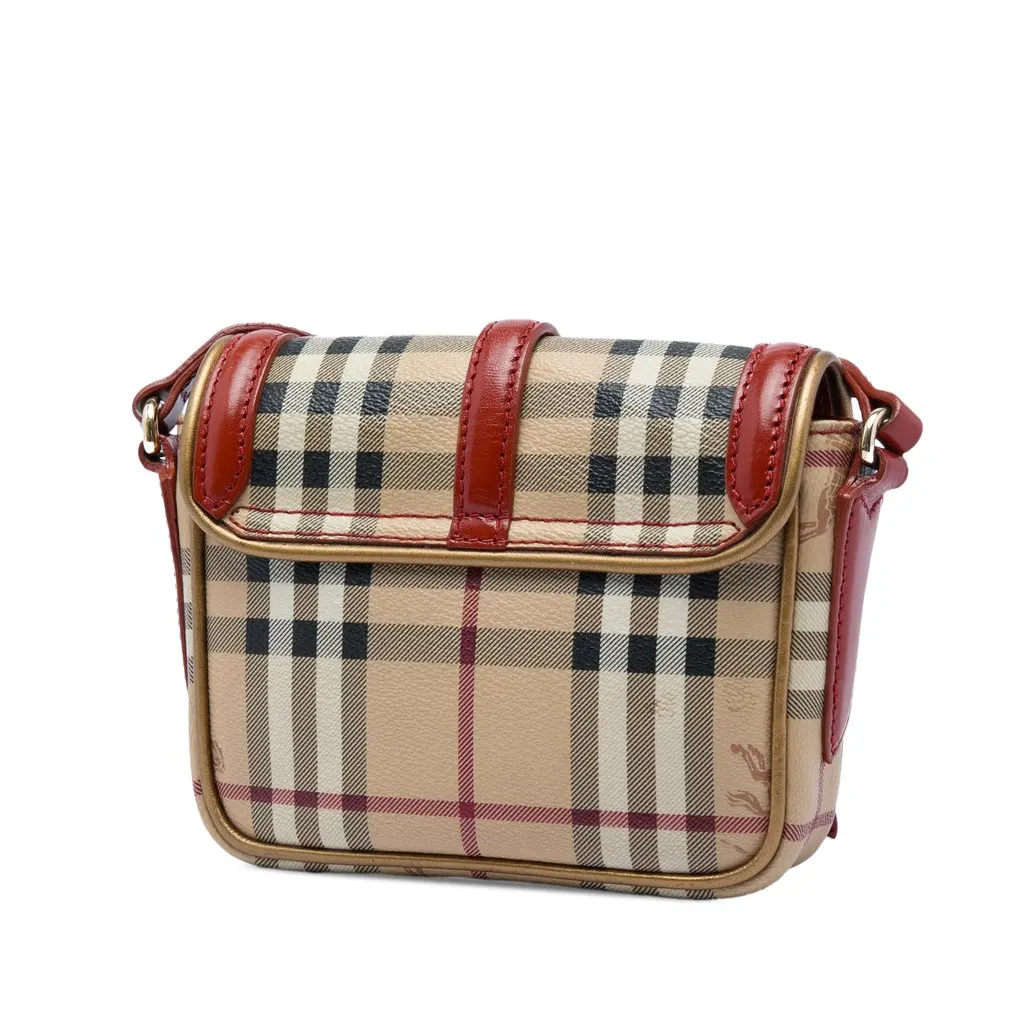 Burberry Mini Haymarket Check Coated Canvas and Suede Berkeley Crossbody Beige Good - Back View