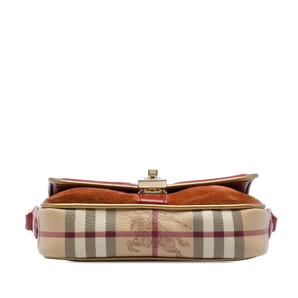 Burberry Mini Haymarket Check Coated Canvas and Suede Berkeley Crossbody Beige Good - Inside View