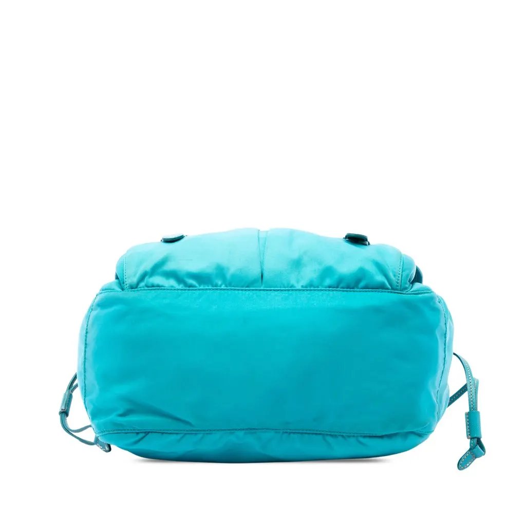 Prada Saffiano Trimmed Tessuto Zip Double Buckle Messenger Bag Blue Polyamide Good - Inside View