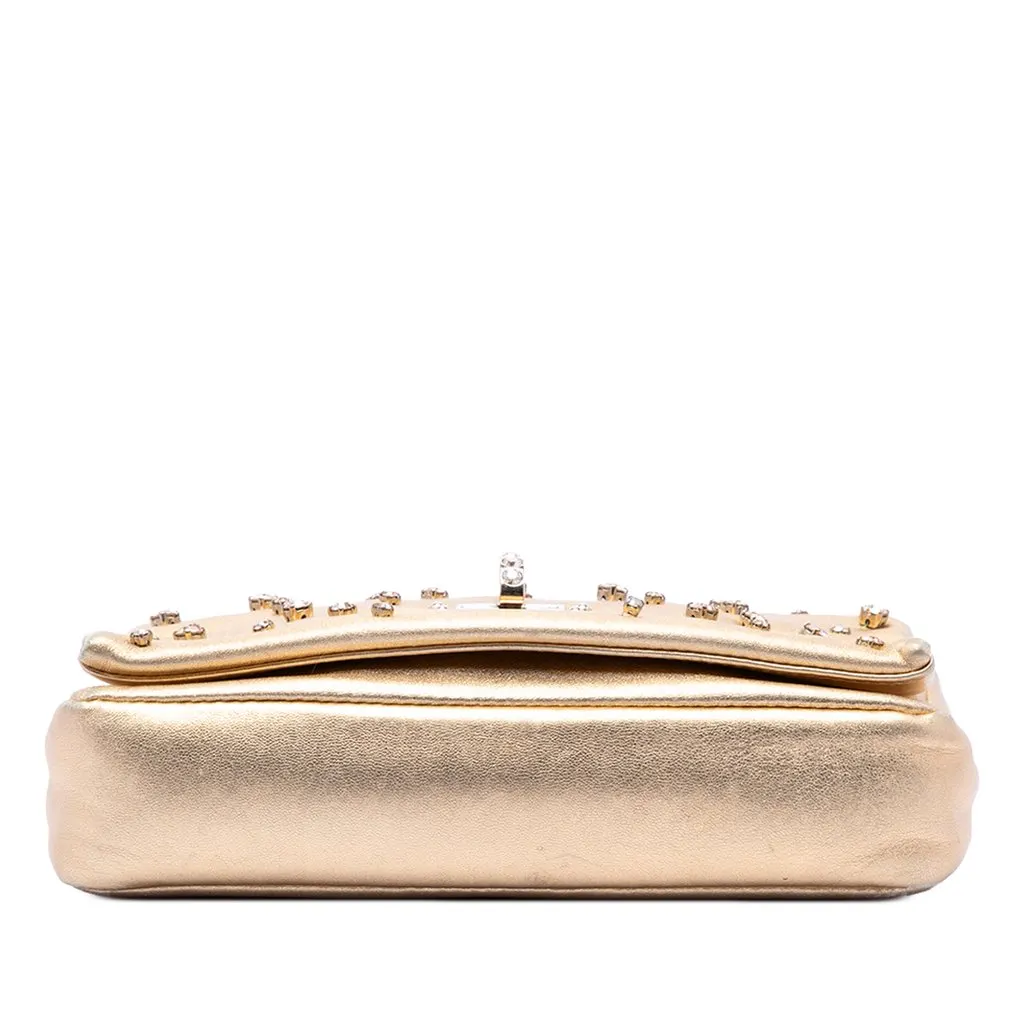 Miu Miu Metallic Nappa Strass Studded Flap Crossbody Gold Leather Very good - Inside View