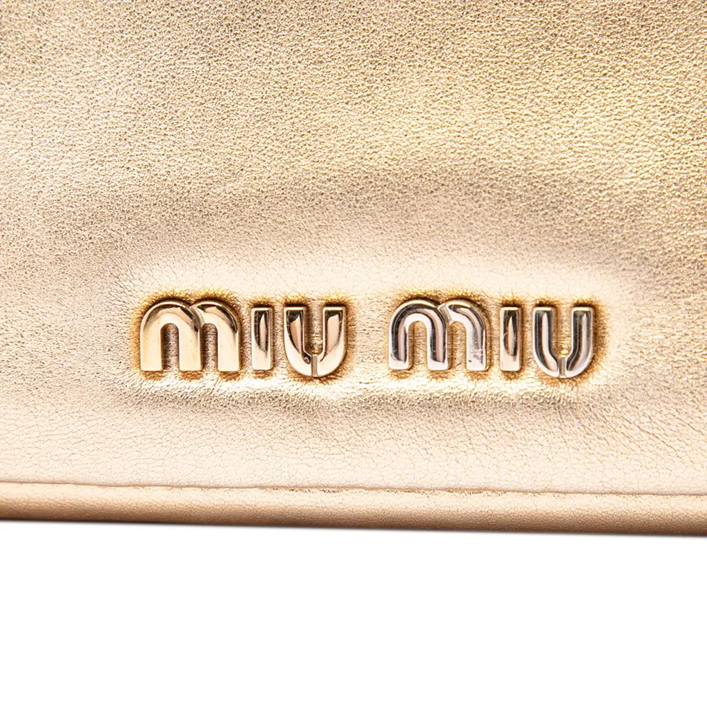 Miu Miu Metallic Nappa Strass Studded Flap Crossbody Gold Leather Very good - Box View