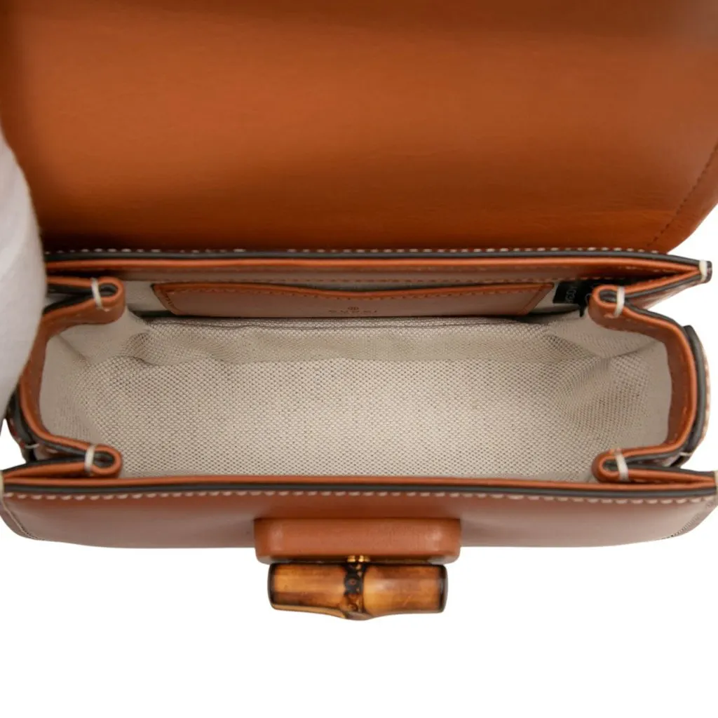 Gucci Mini Calfskin Bamboo 1947 Belt Bag Brown Leather Very good - Model View
