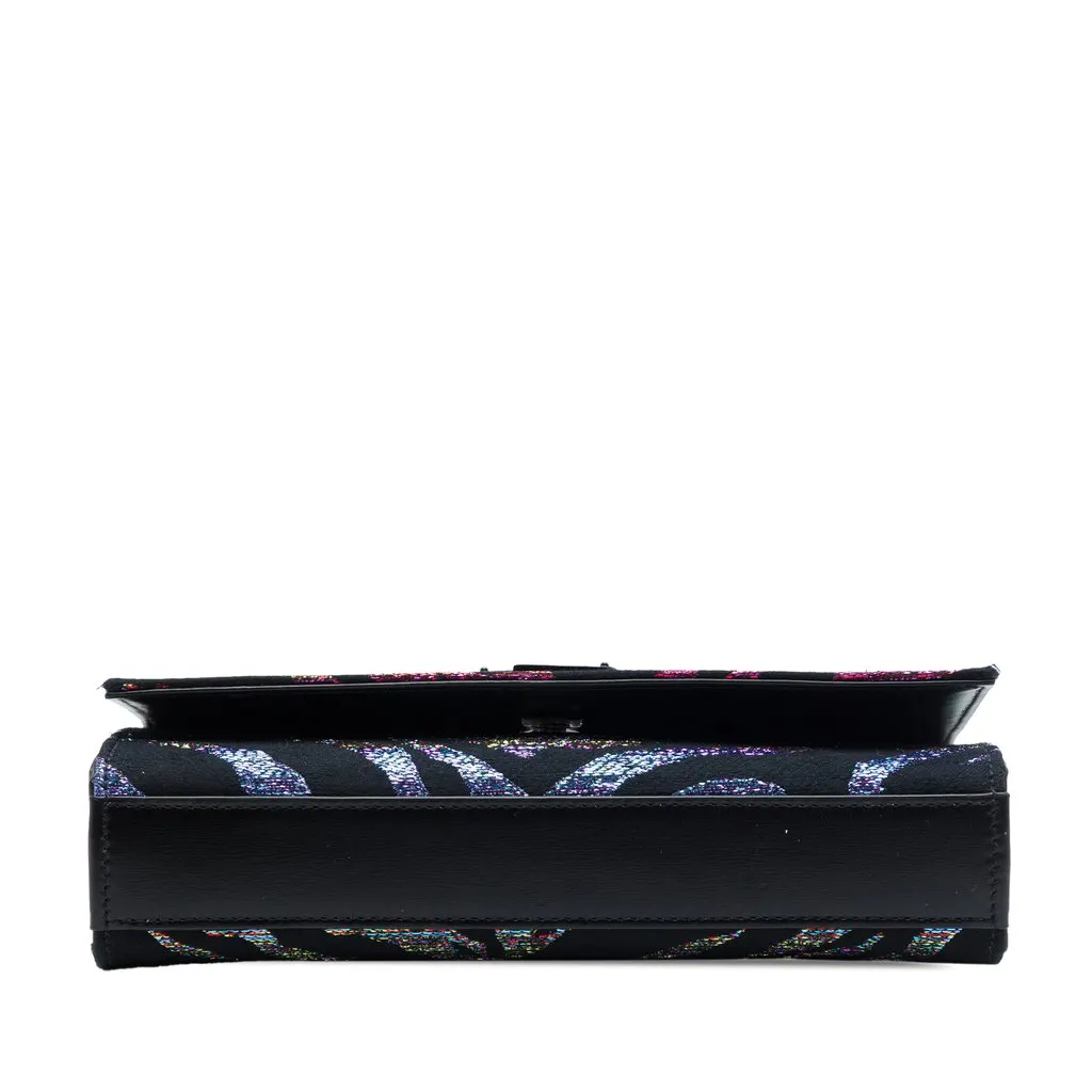 Saint Laurent Small Canvas Metallic Tiger Print Monogram Kate Crossbody Black Very good - Inside View