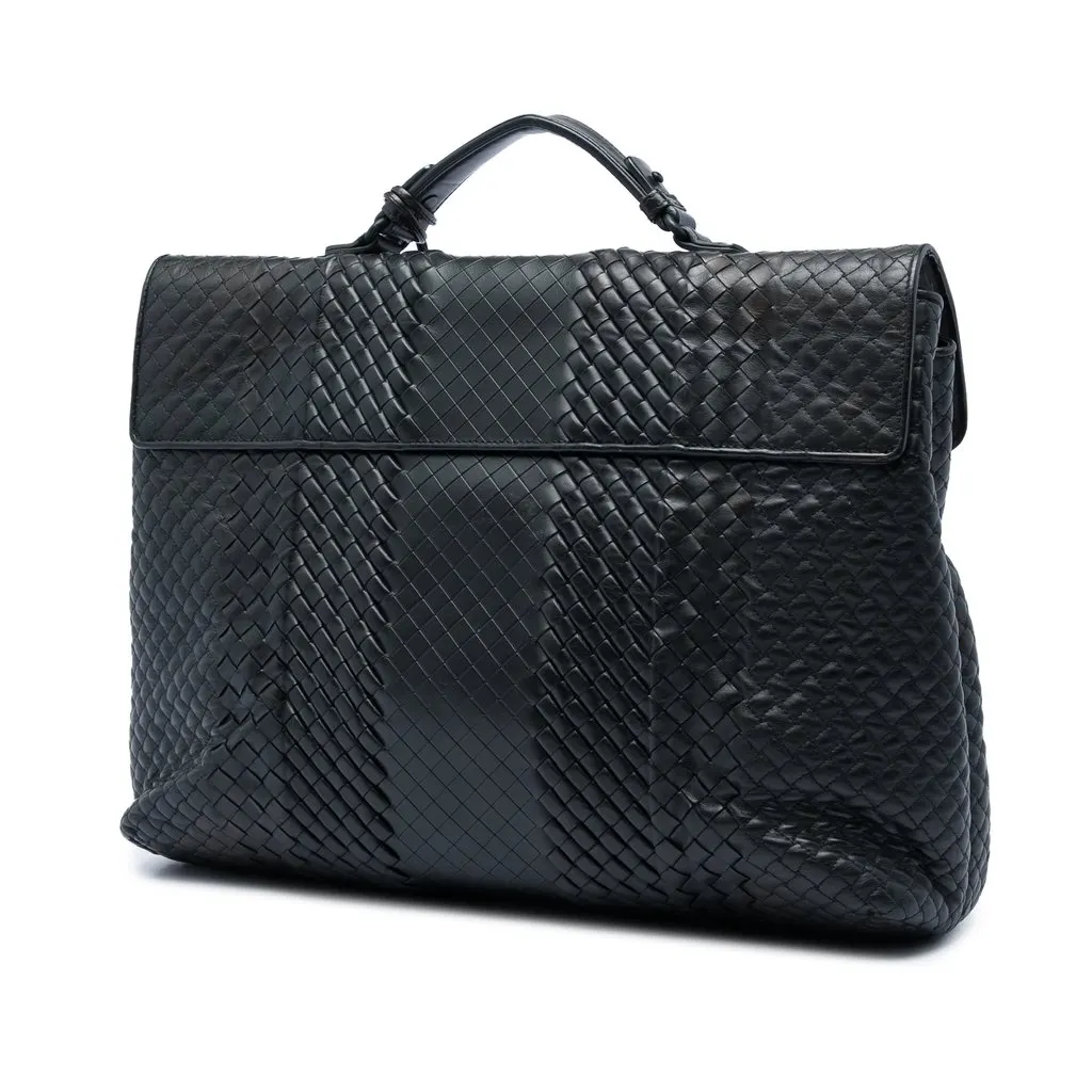 Bottega Veneta Nappa Intreccio Imperatore Business Bag Black Leather Very good - Back View