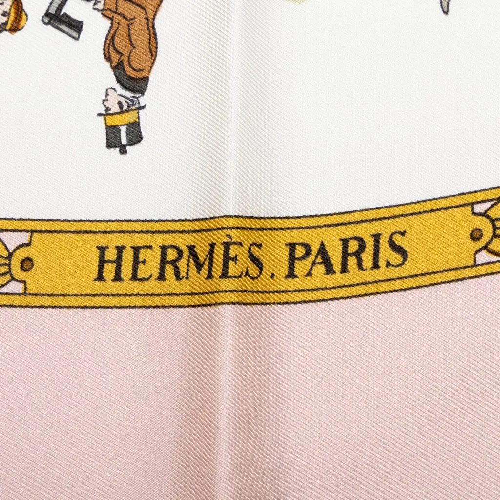 Hermès La Promenade De Longchamps Silk Scarf 90 Pink Silk Very good - Back View