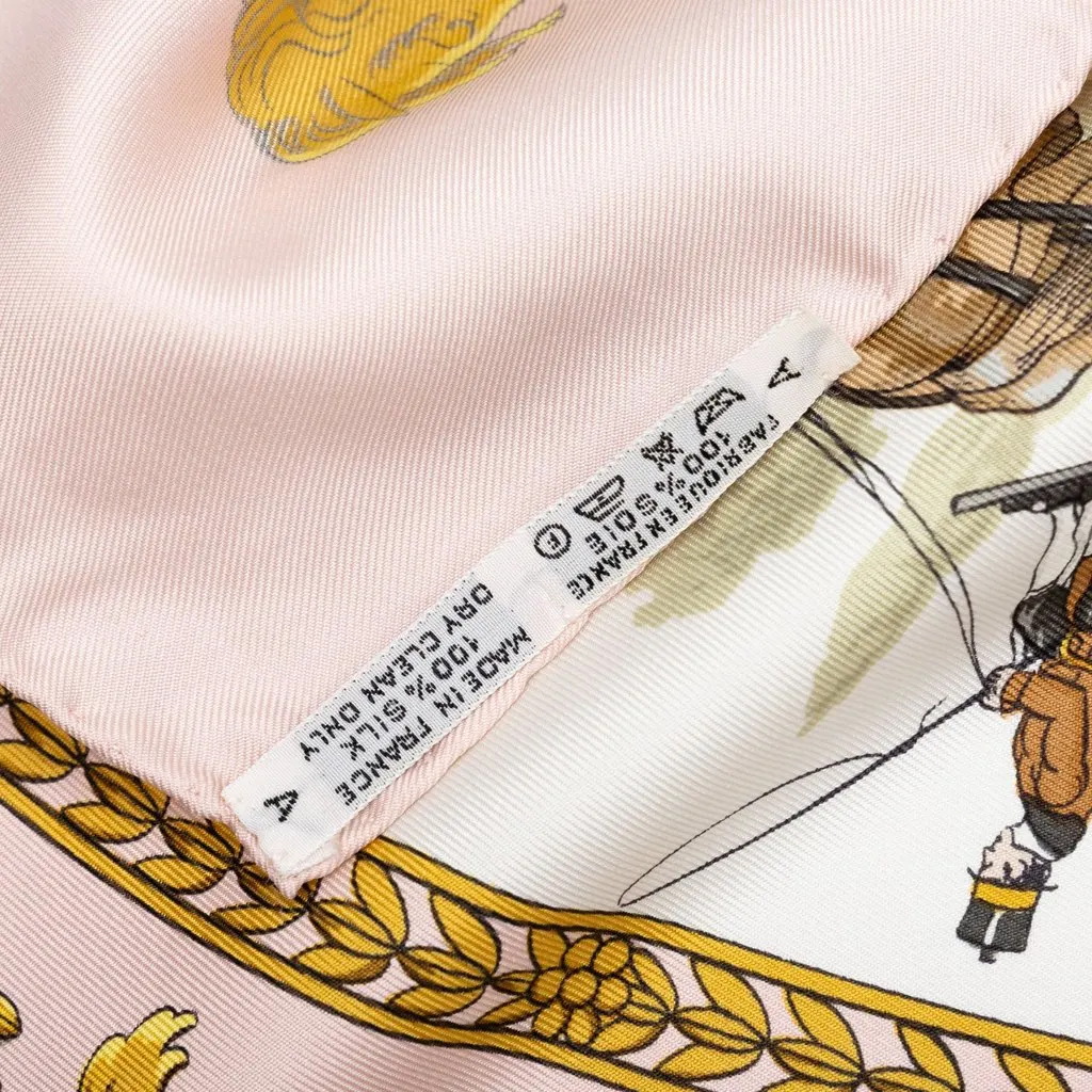 Hermès La Promenade De Longchamps Silk Scarf 90 Pink Silk Very good - Inside View