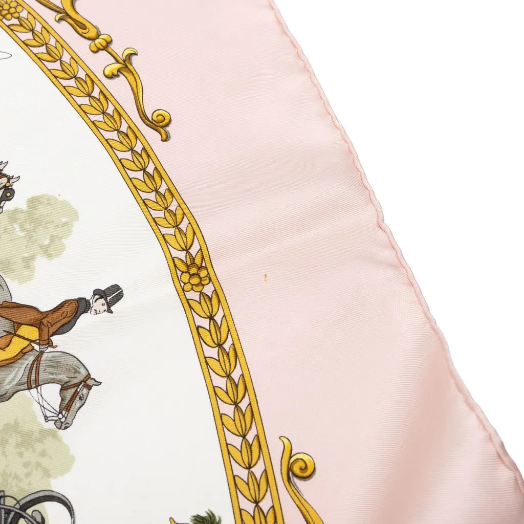 Hermès La Promenade De Longchamps Silk Scarf 90 Pink Silk Very good - Box View