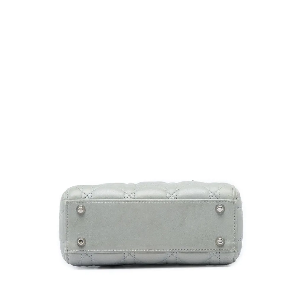Dior Mini Iridescent Lambskin Cannage Lady Dior Silver Leather Very good - Inside View