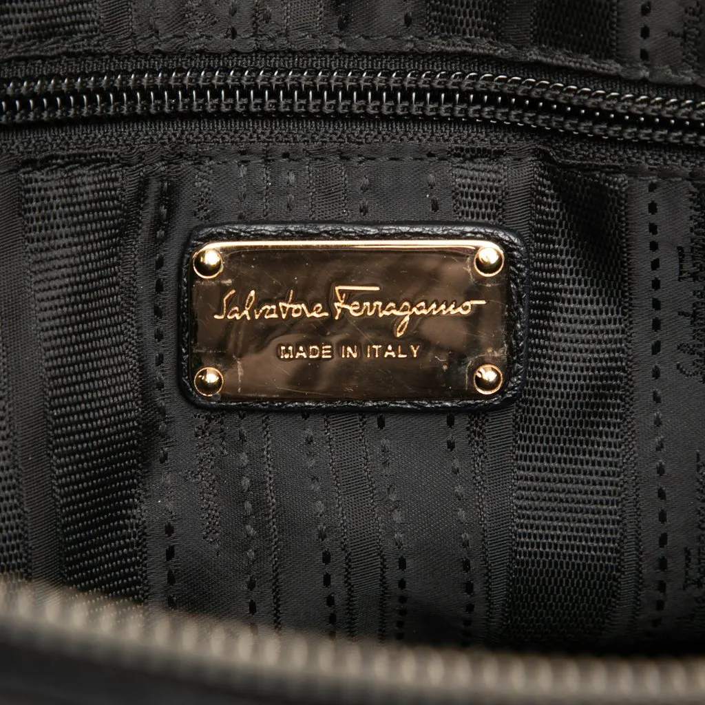 Salvatore Ferragamo Buffalo Leather Fanya Chain Tote Black Leather Very good - Box View