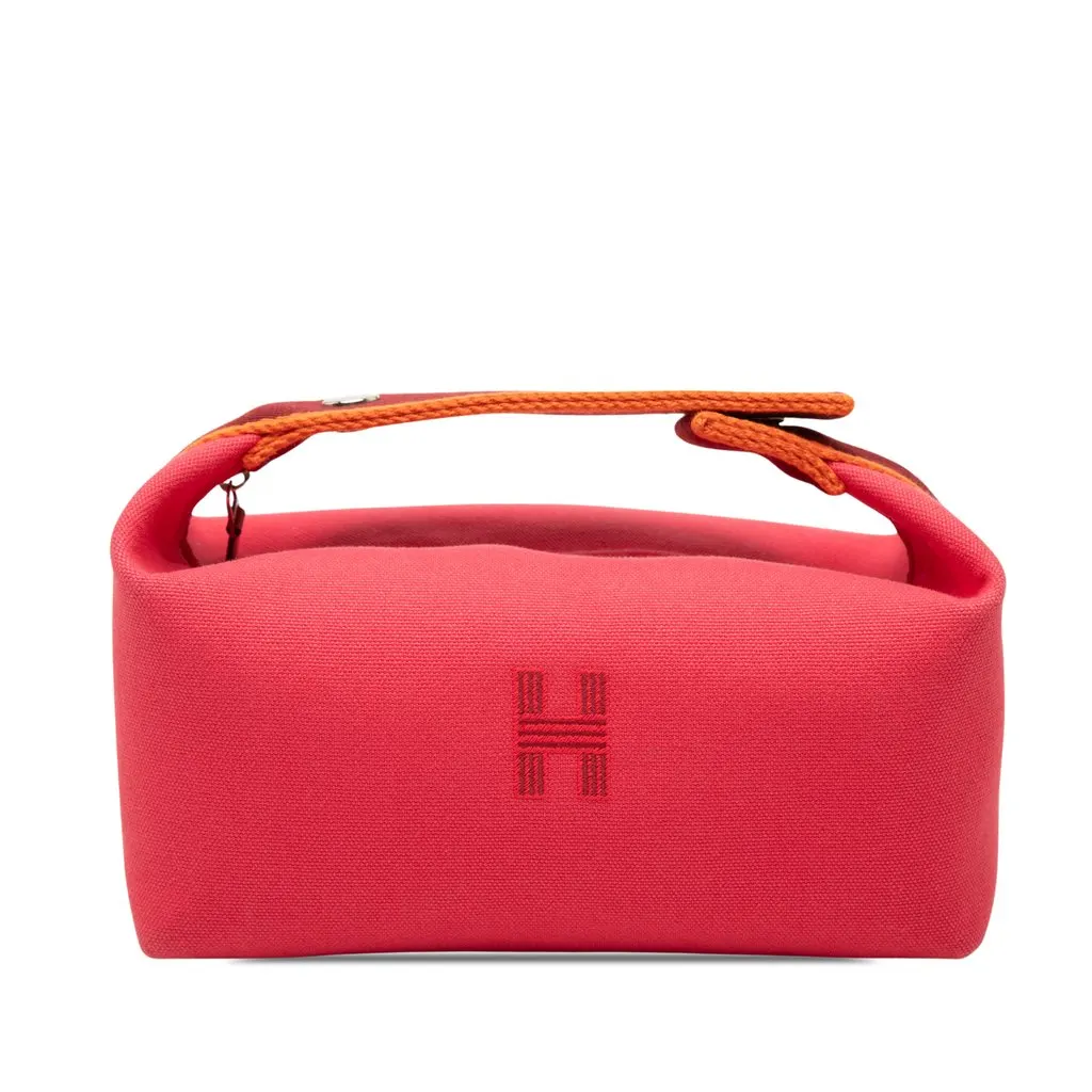 Hermès Small Toile Bride A Brac Case Pink Canvas Very good - Front View