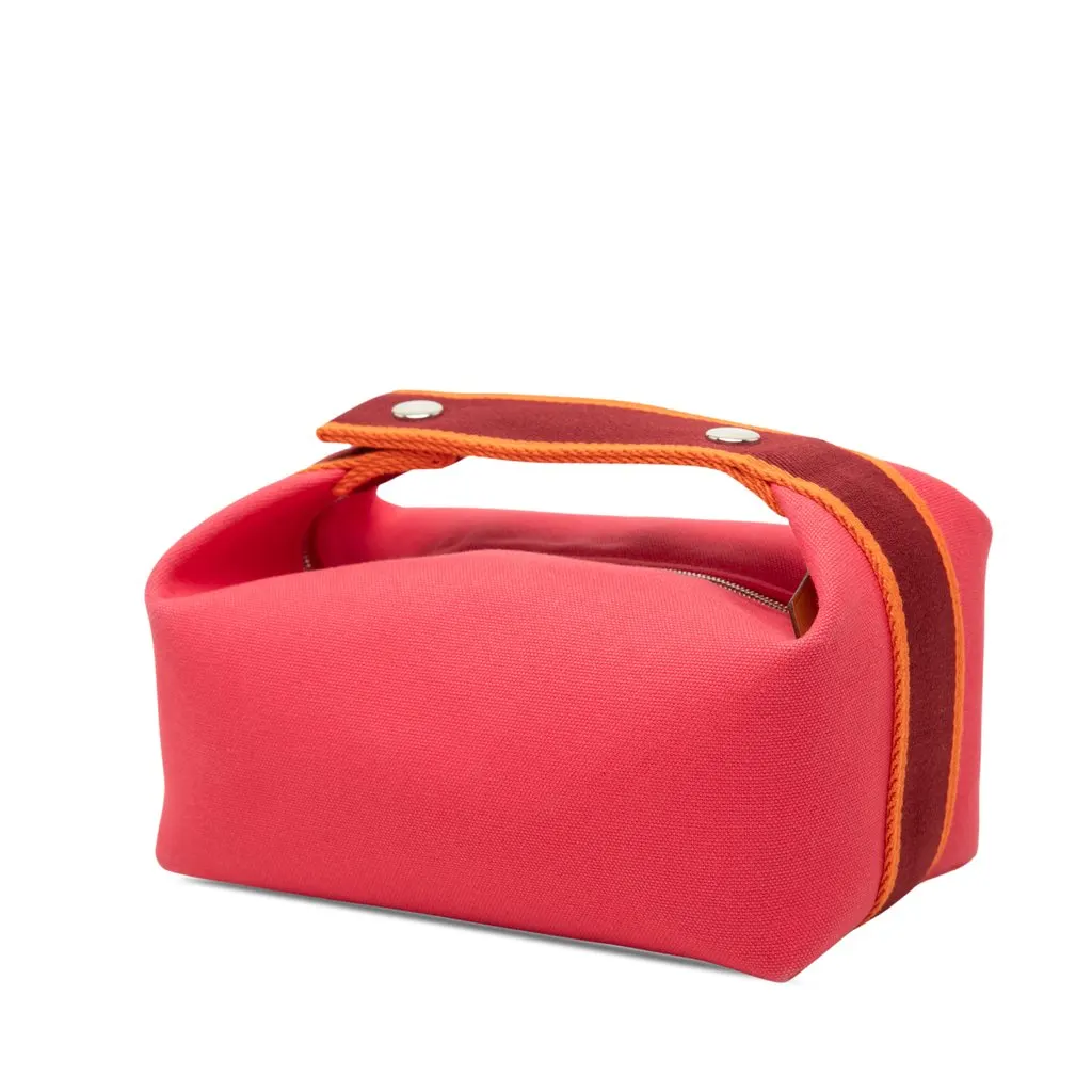 Hermès Small Toile Bride A Brac Case Pink Canvas Very good - Back View