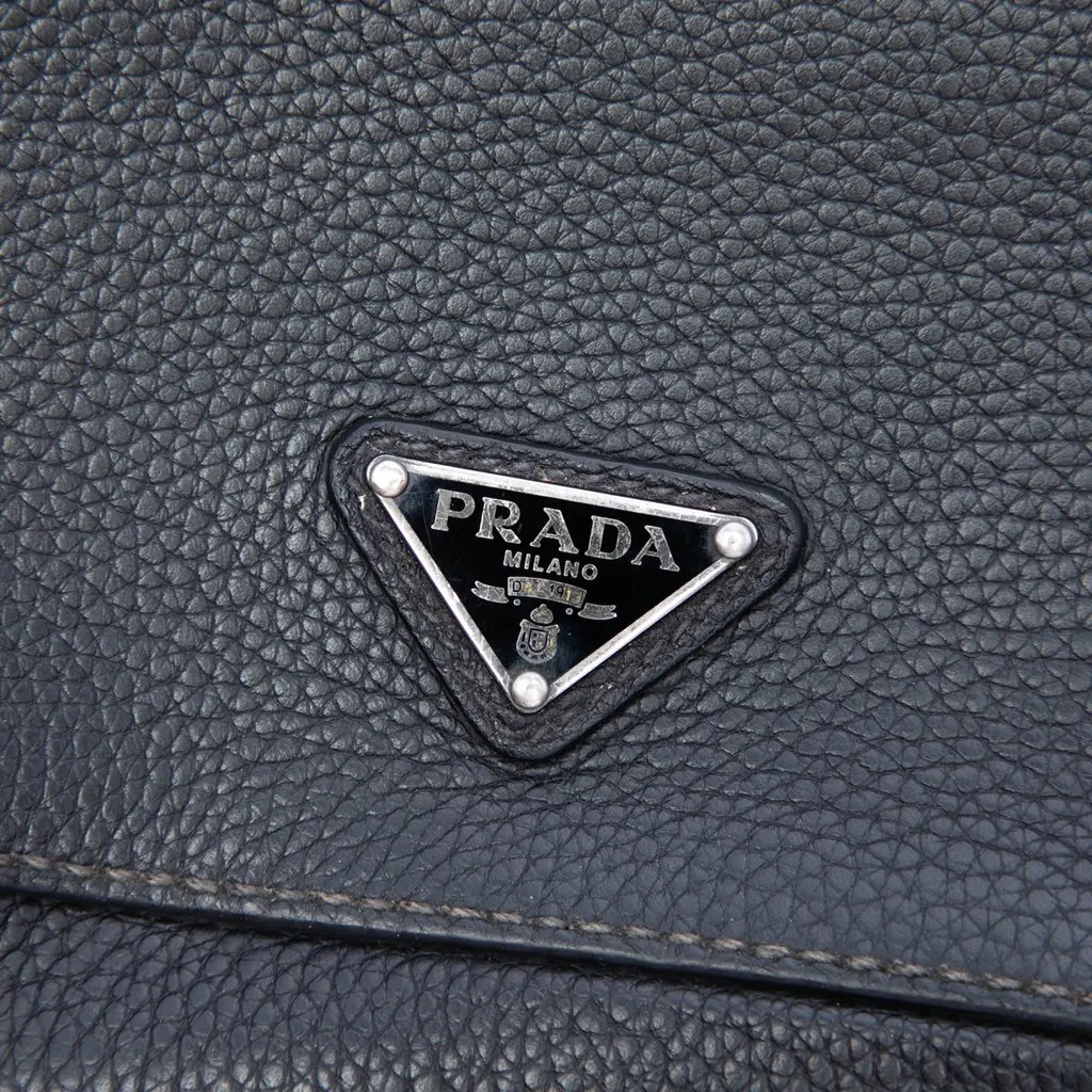 Prada Vitello Daino Clutch Black Leather Very good - Box View