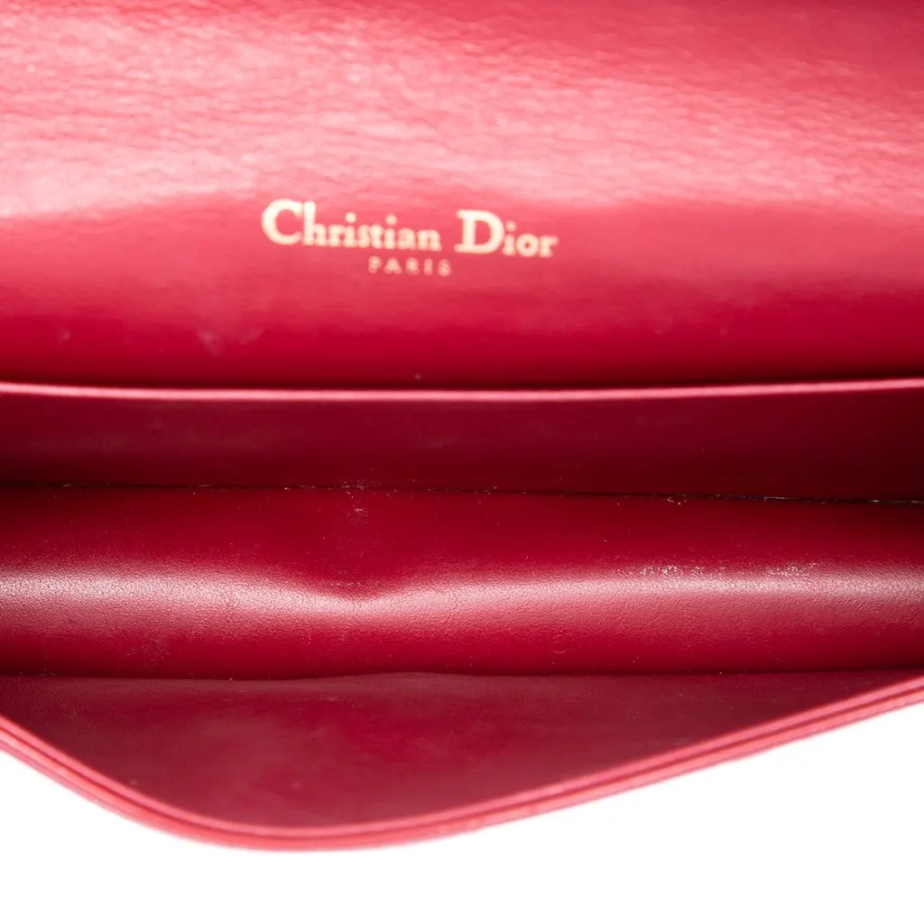 Dior Patent Cannage Lady Dior Chain Convertible Clutch Red Leather Very good - Model View