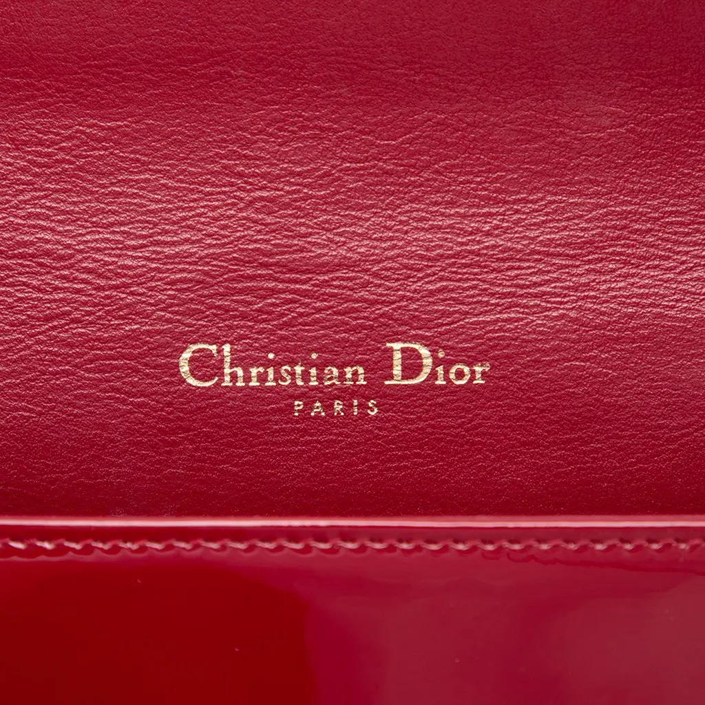 Dior Patent Cannage Lady Dior Chain Convertible Clutch Red Leather Very good - Box View