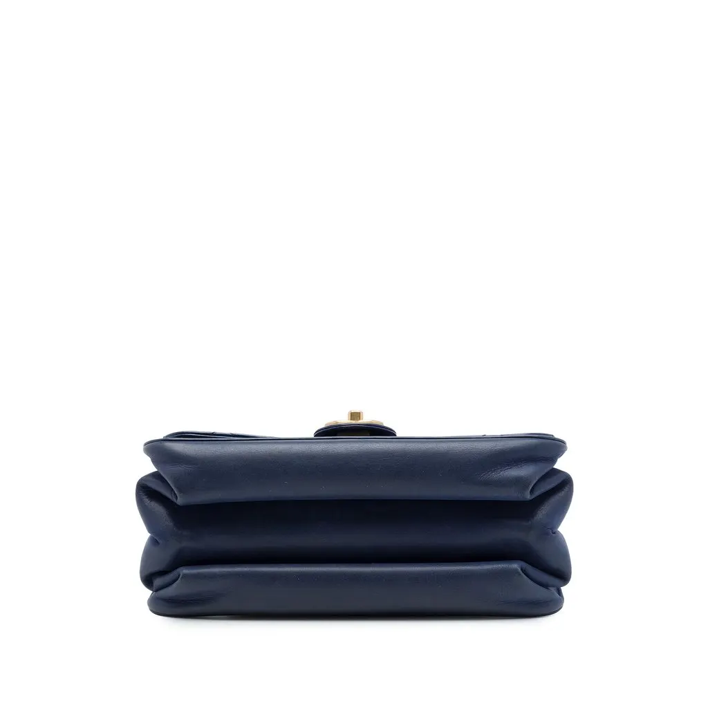 Chanel Small Quilted Calfskin Straight Lined Flap Blue Leather Very good - Inside View