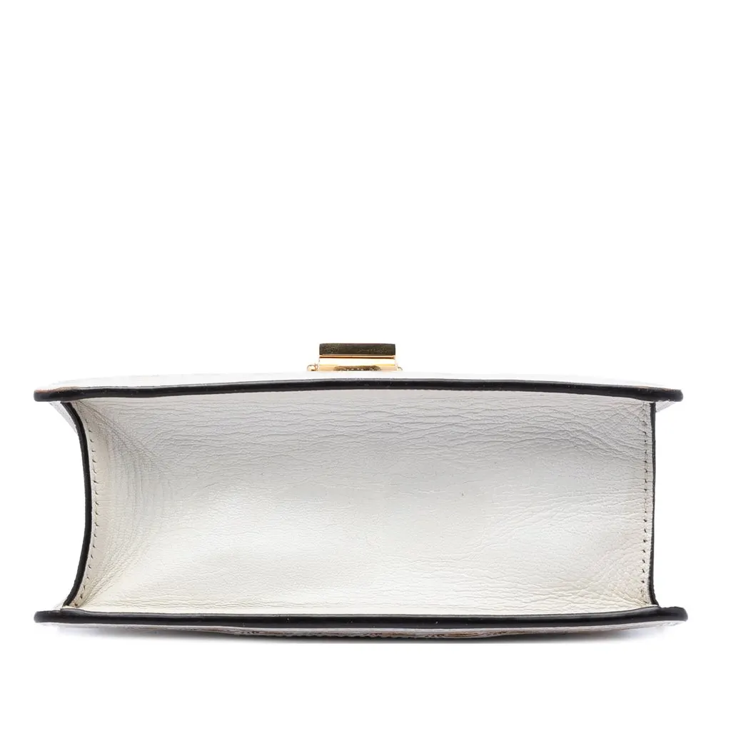 Gucci Mini Calfskin Web Star Print Sylvie Satchel White Leather Very good - Inside View