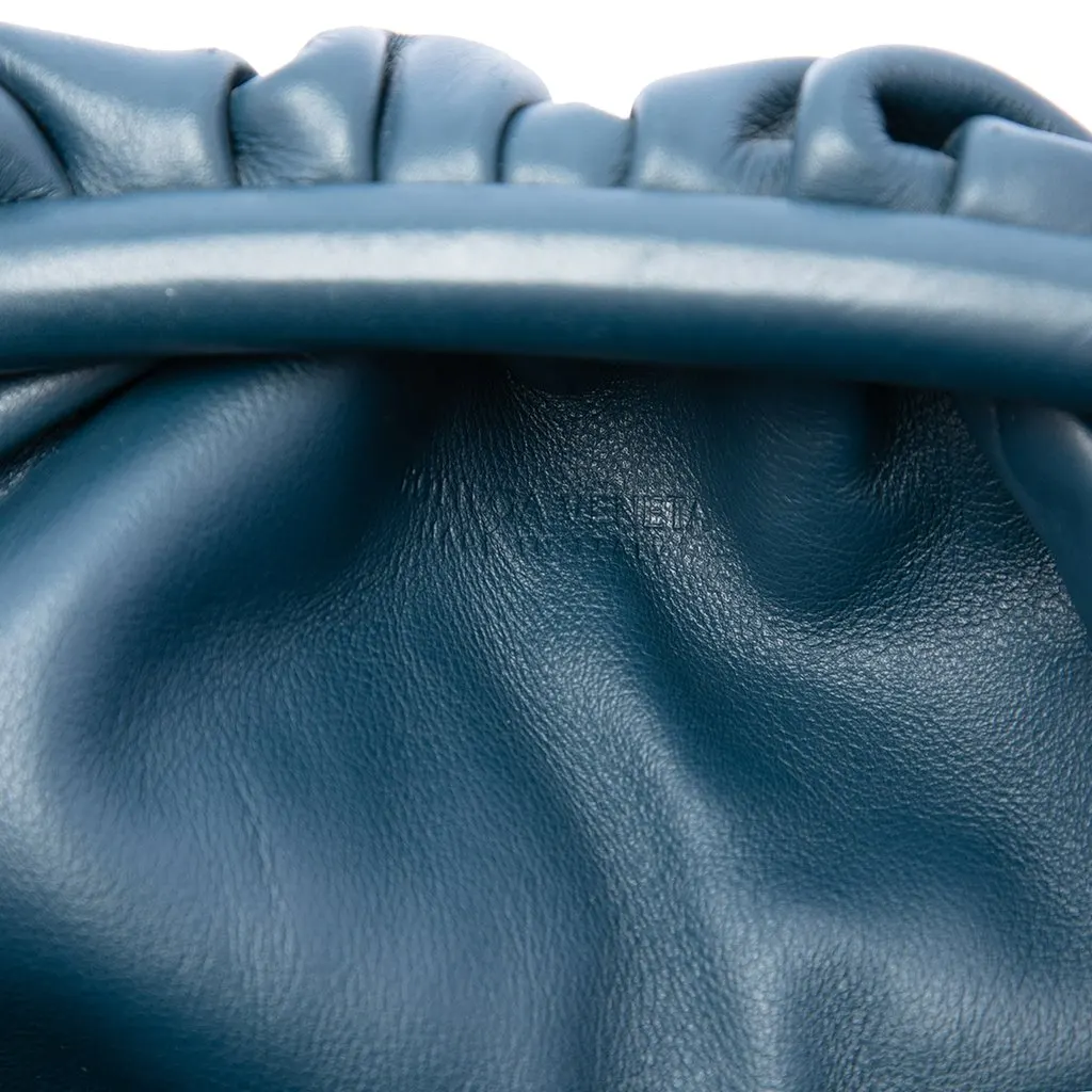 Bottega Veneta Lambskin The Mini Pouch Crossbody Blue Leather Very good - Box View