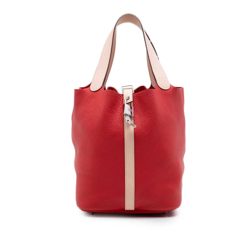 Hermès Bicolor Clemence and Swift Picotin Lock 26 Red Leather Very good - Front View