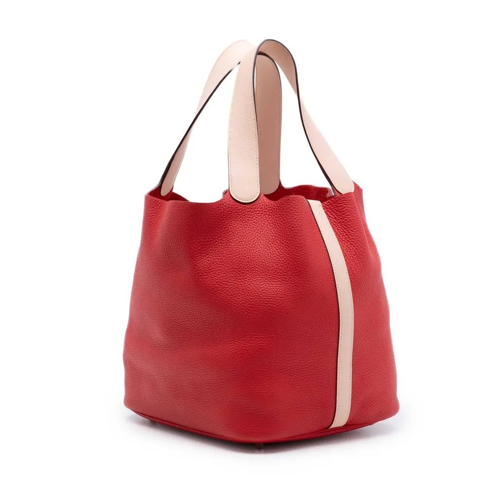 Hermès Bicolor Clemence and Swift Picotin Lock 26 Red Leather Very good - Back View